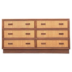 Vintage Coastal Grasscloth Dresser