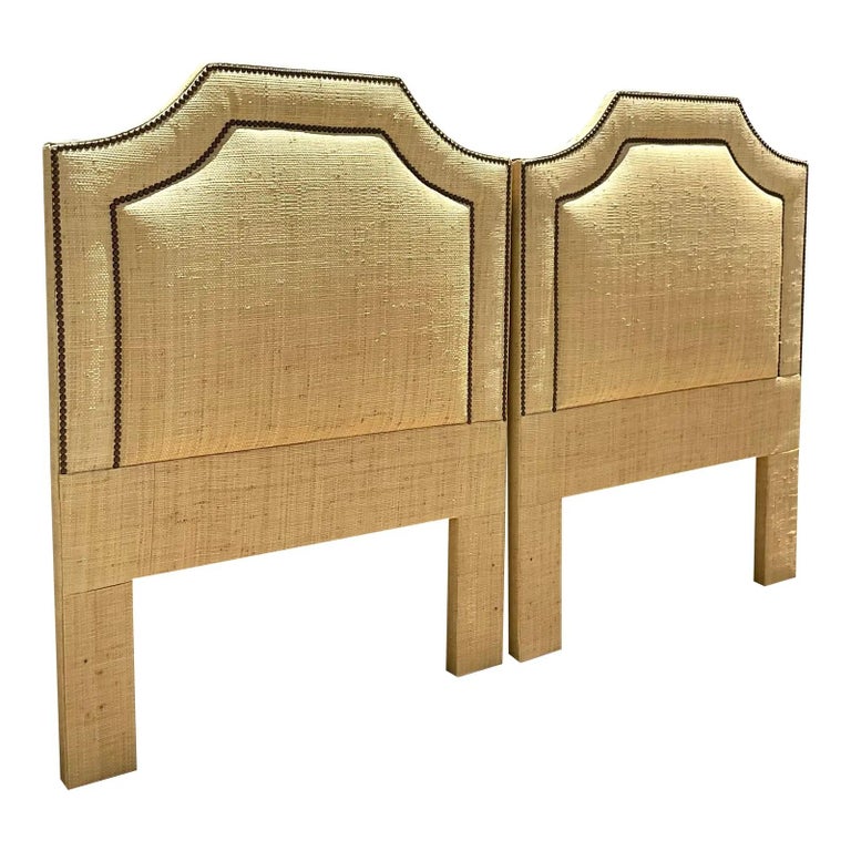Vintage Coastal Grasscloth Twin Headboards, a Pair For Sale at 1stDibs