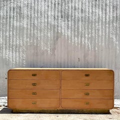 Vintage Coastal Grasscloth Waterfall Dresser