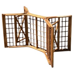 Vintage Coastal Grid Rattan Dining Table Pedestal Base