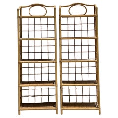 Estantería Baja Vintage Coastal Grid Ratán - Pareja