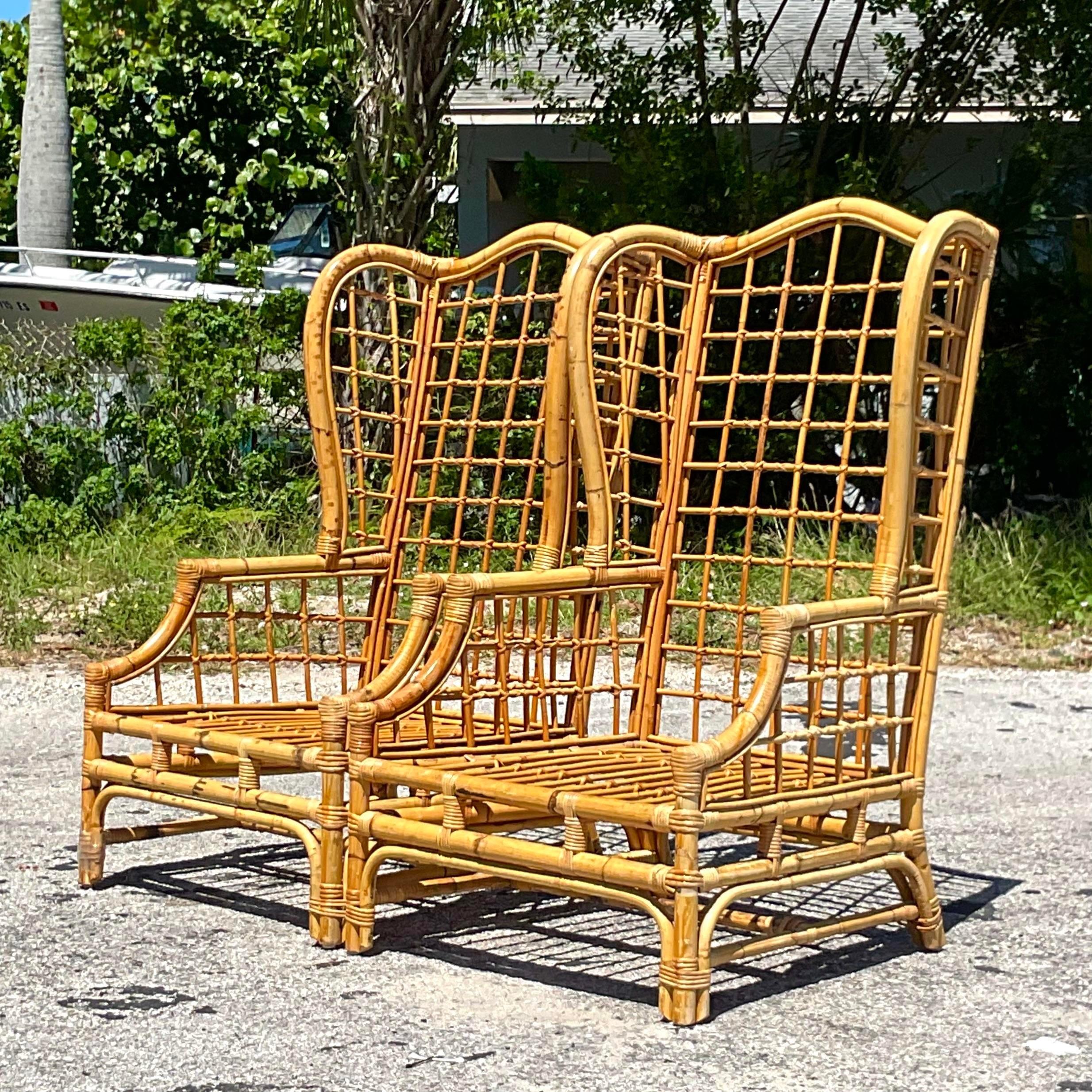 wing back rattan chair