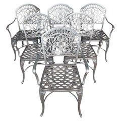 Retro Coastal Hanamint Cast Aluminum Outdoor Dining Chairs - Set of 6