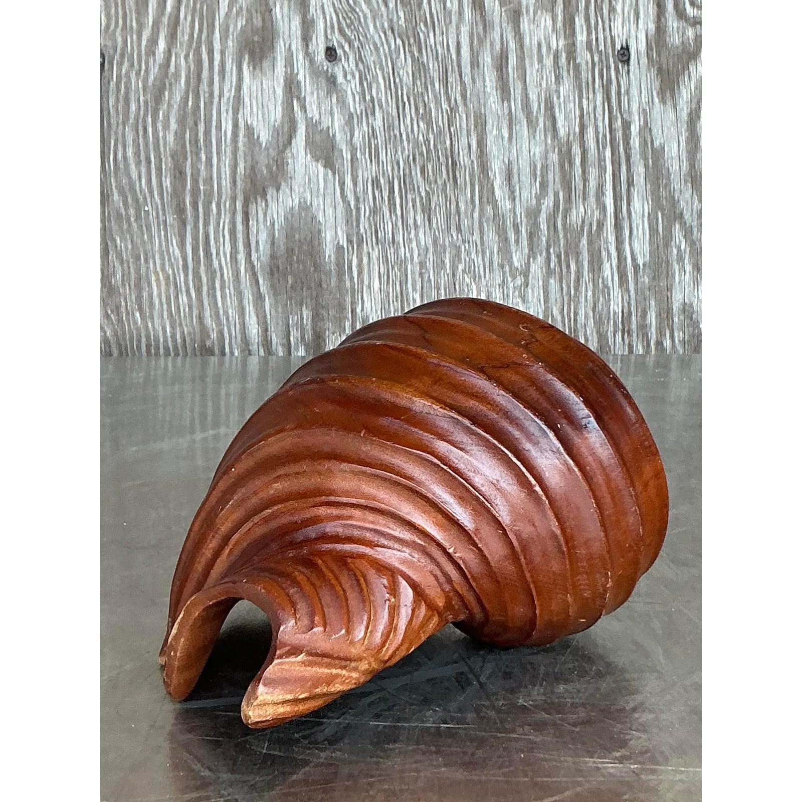 Coquillage côtier vintage en bois sculpté à la main en vente 5