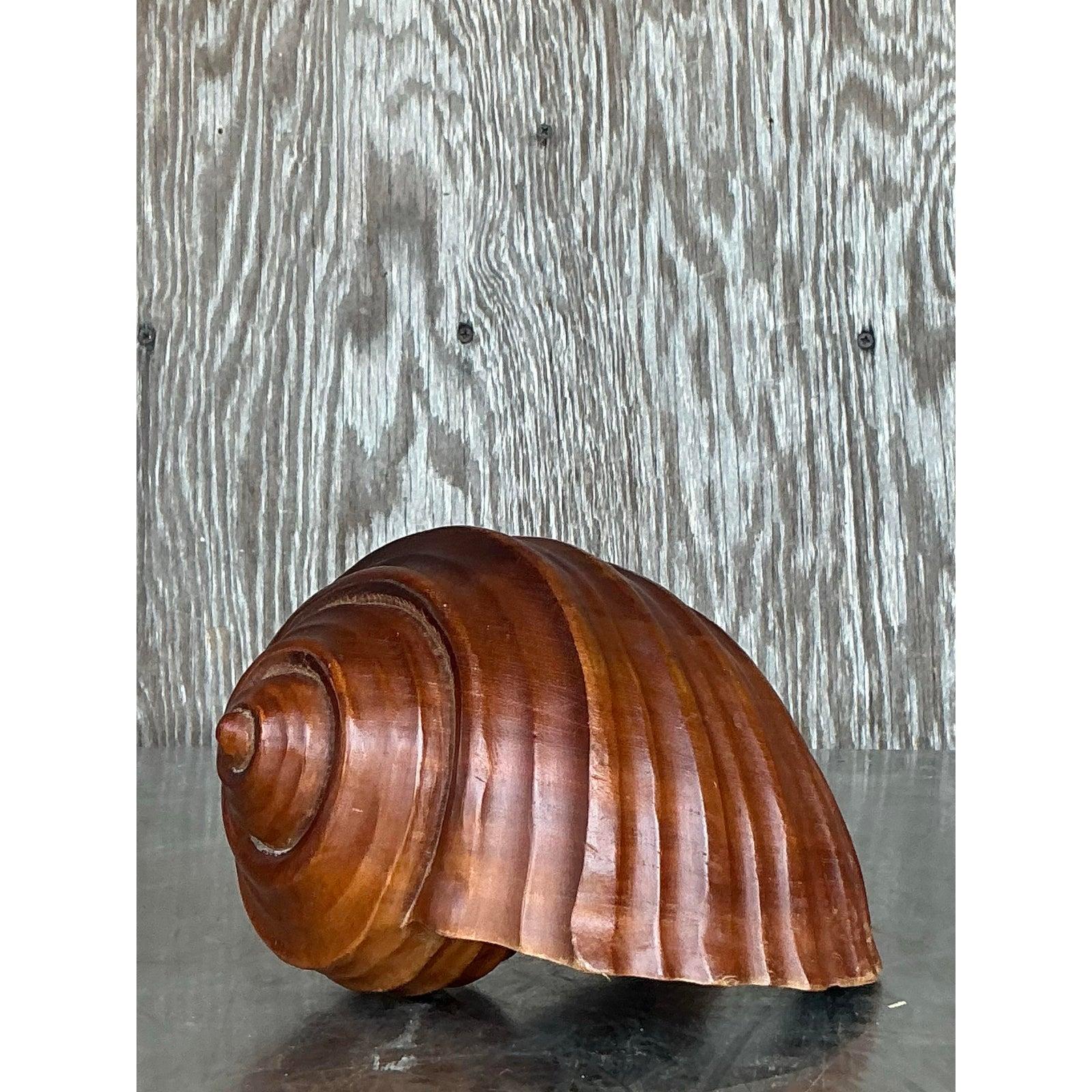 Américain Coquillage côtier vintage en bois sculpté à la main en vente