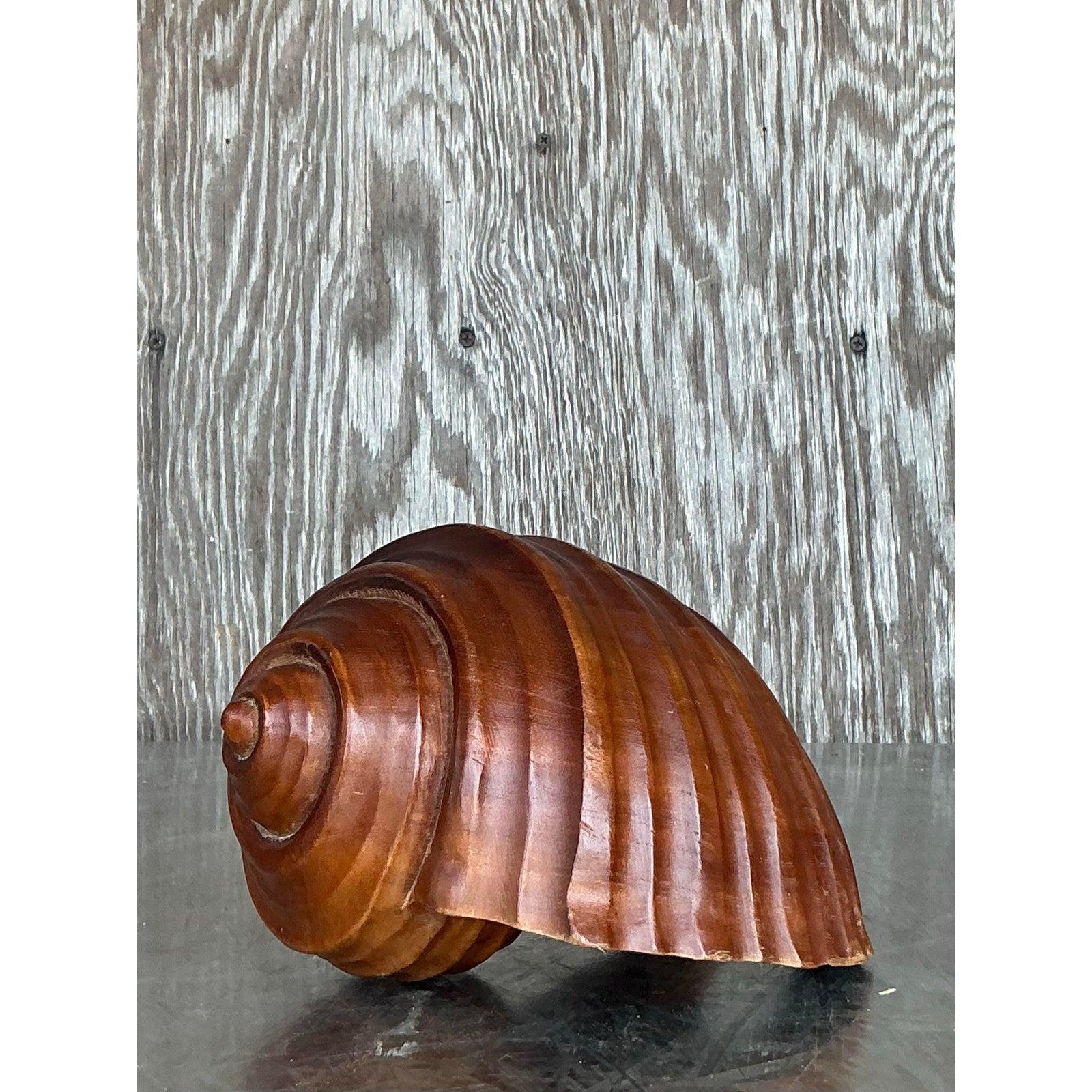 20ième siècle Coquillage côtier vintage en bois sculpté à la main en vente