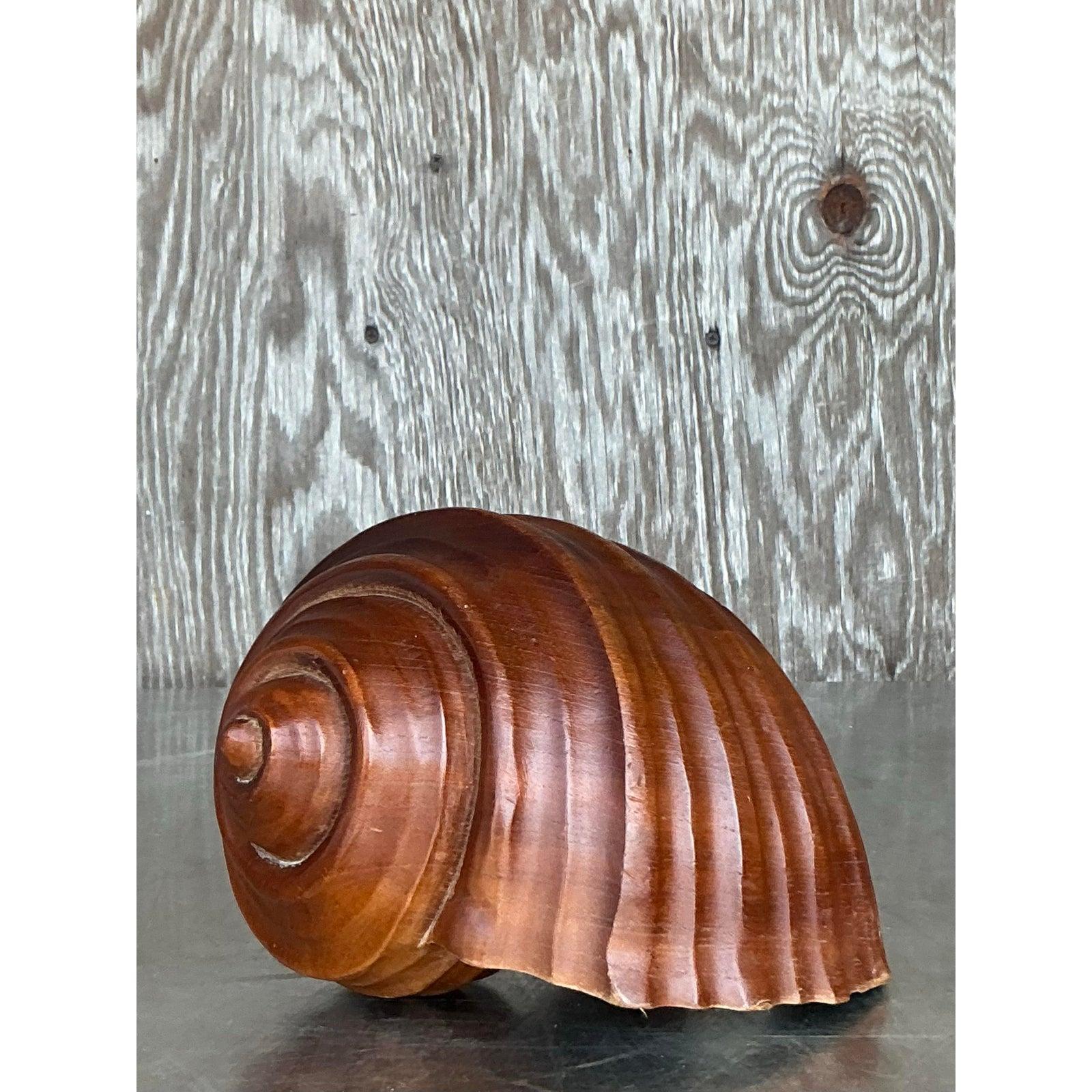 Coquillage côtier vintage en bois sculpté à la main en vente 2