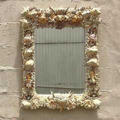 Vintage Coastal Hand Made Shell Mirror