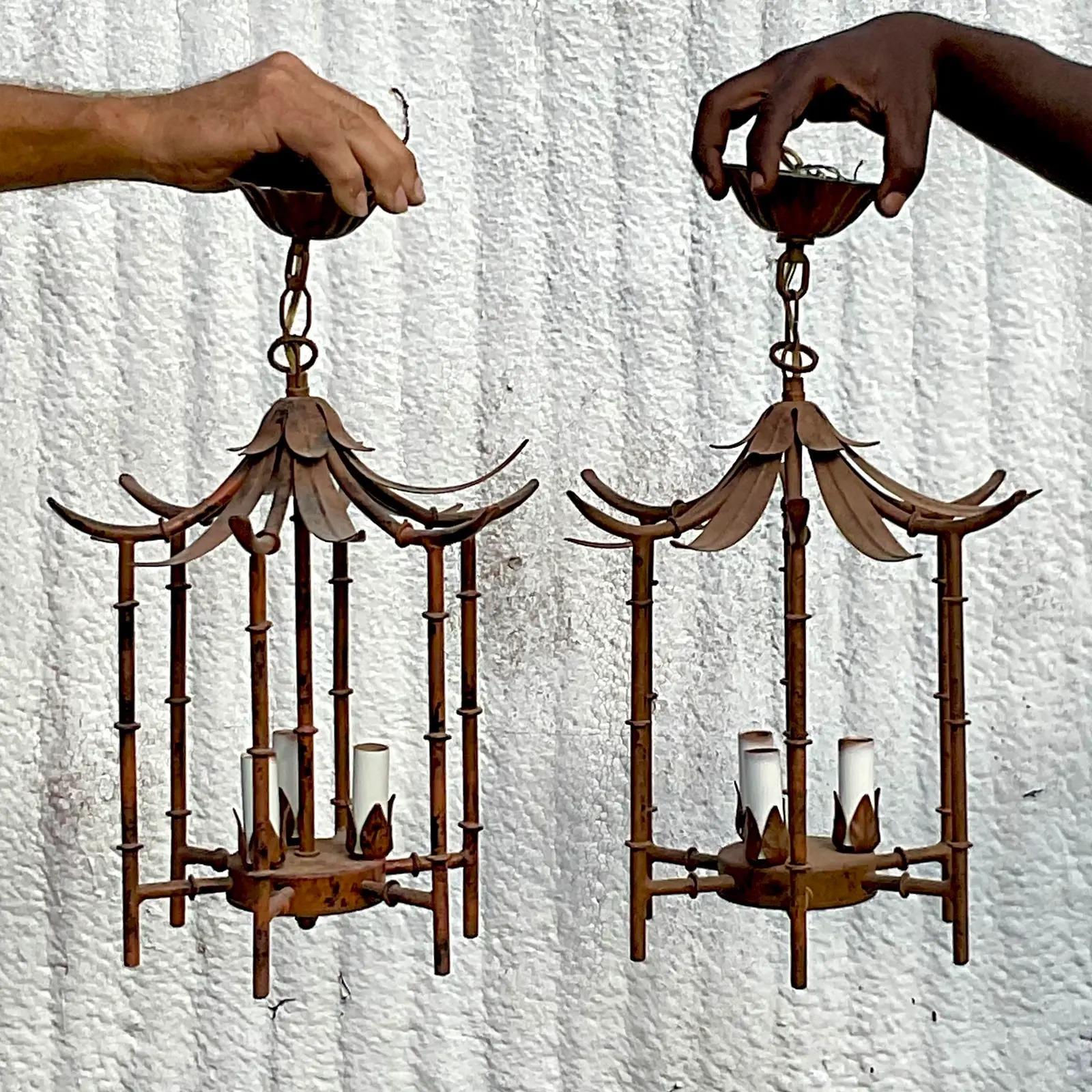 Vintage Coastal Hanging Pagoda Pendant Lights 2