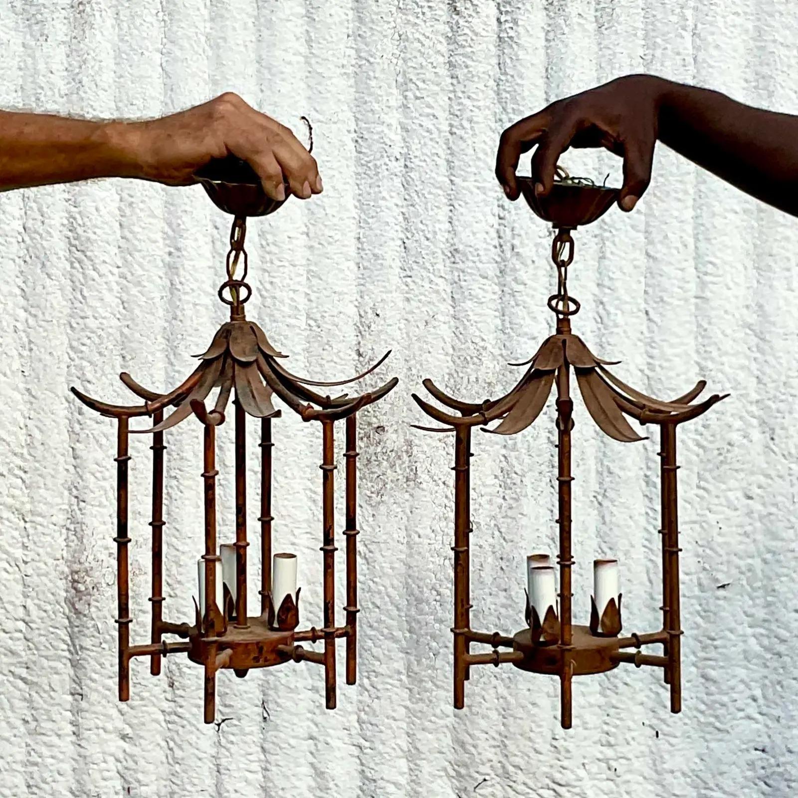 Vintage Coastal Hanging Pagoda Pendant Lights 4