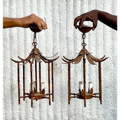Vintage Coastal Hanging Pagoda Pendant Lights