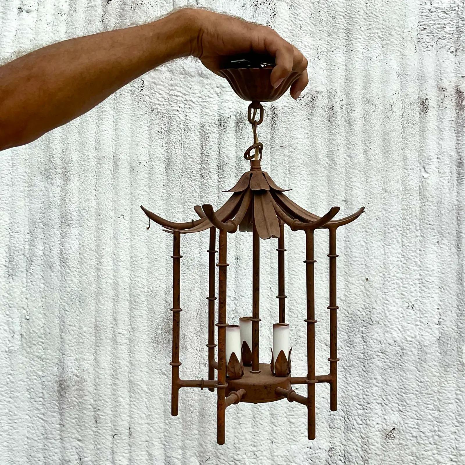 20th Century Vintage Coastal Hanging Pagoda Pendant Lights