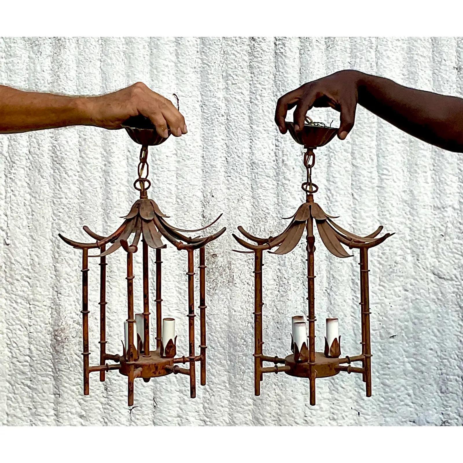 Bamboo Vintage Coastal Hanging Pagoda Pendant Lights
