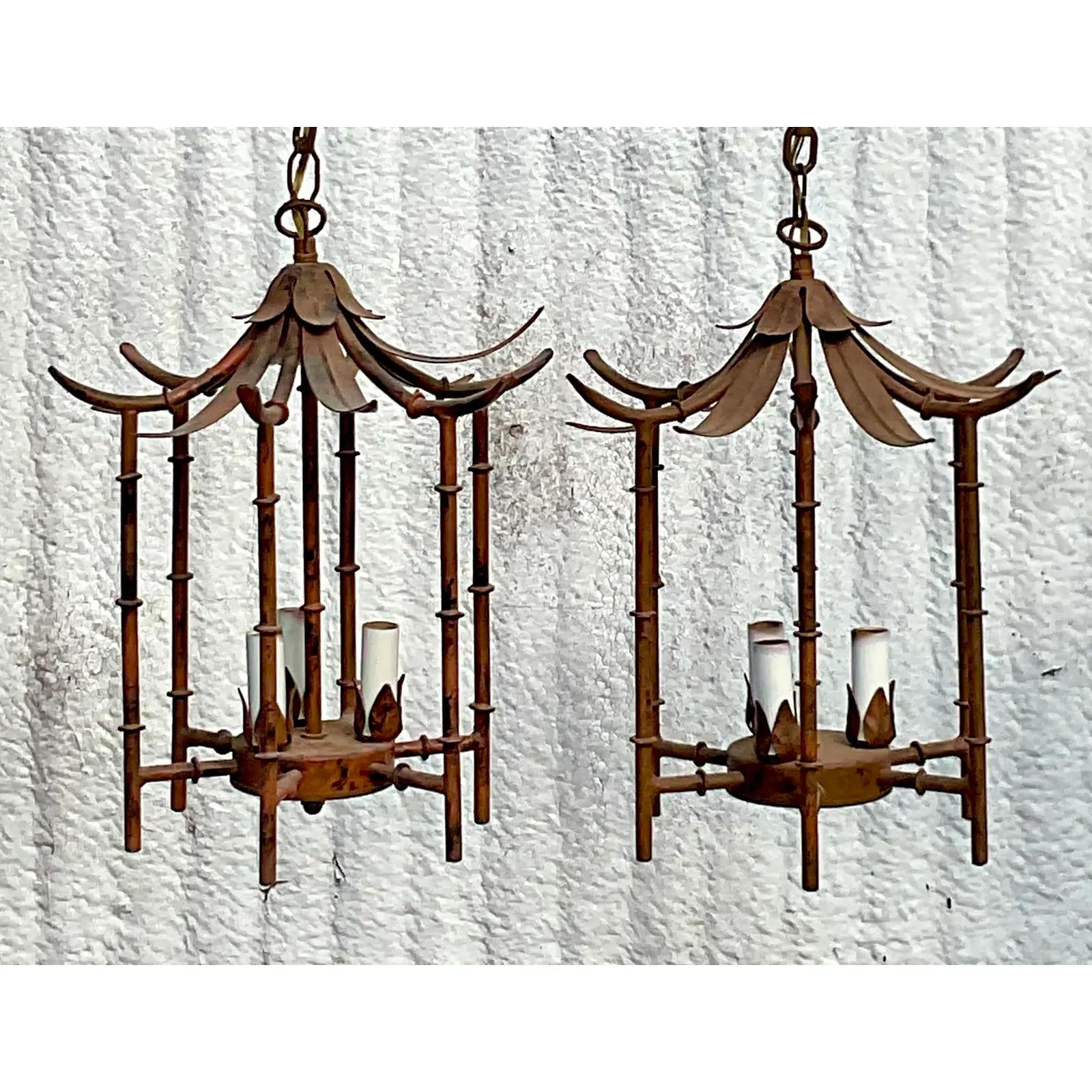 Vintage Coastal Hanging Pagoda Pendant Lights 1