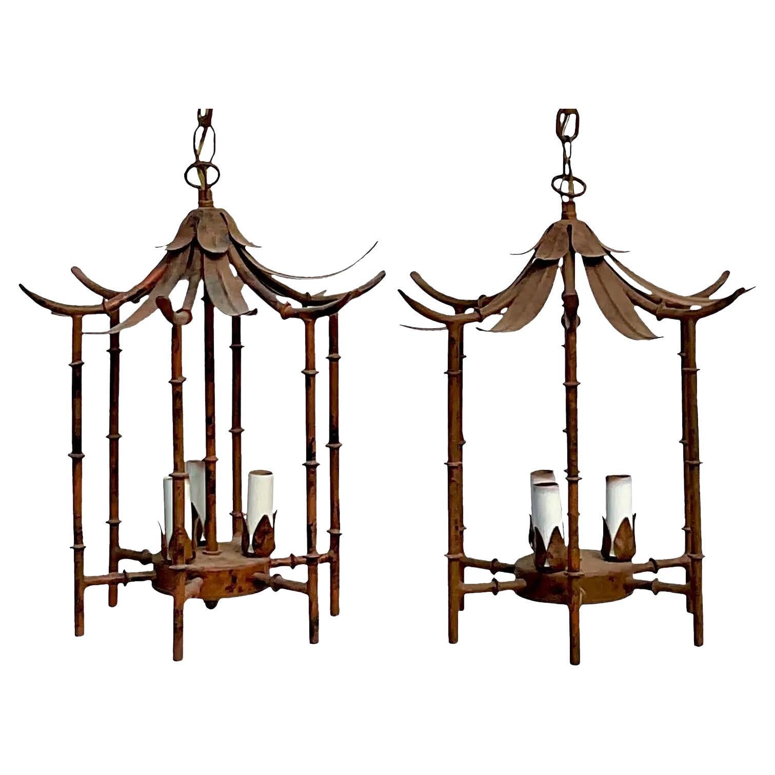 Vintage Coastal Hanging Pagoda Pendant Lights