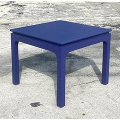 Vintage Coastal Harrison Van Horn Grasscloth Game Table