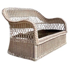 Retro Coastal Henry Link Braided Rattan Love Seat