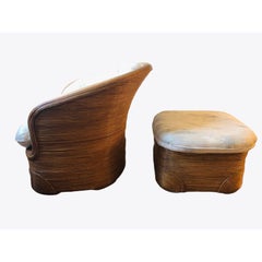 Vintage Coastal Henry Link Pencil-Reed Bamboo Club Chair & Ottoman