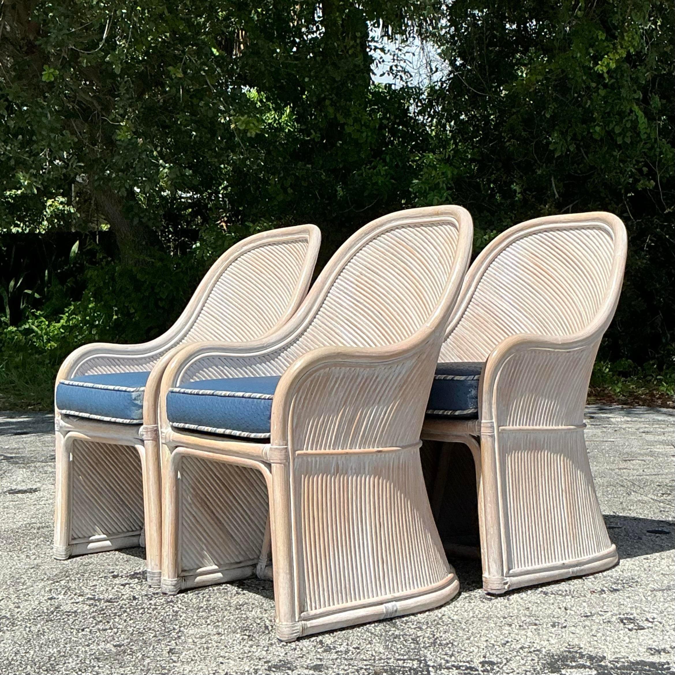 Sedie in rattan vintage A Link Pretzel della Coastal Henry - Set di 4 In condizioni buone in vendita a west palm beach, FL