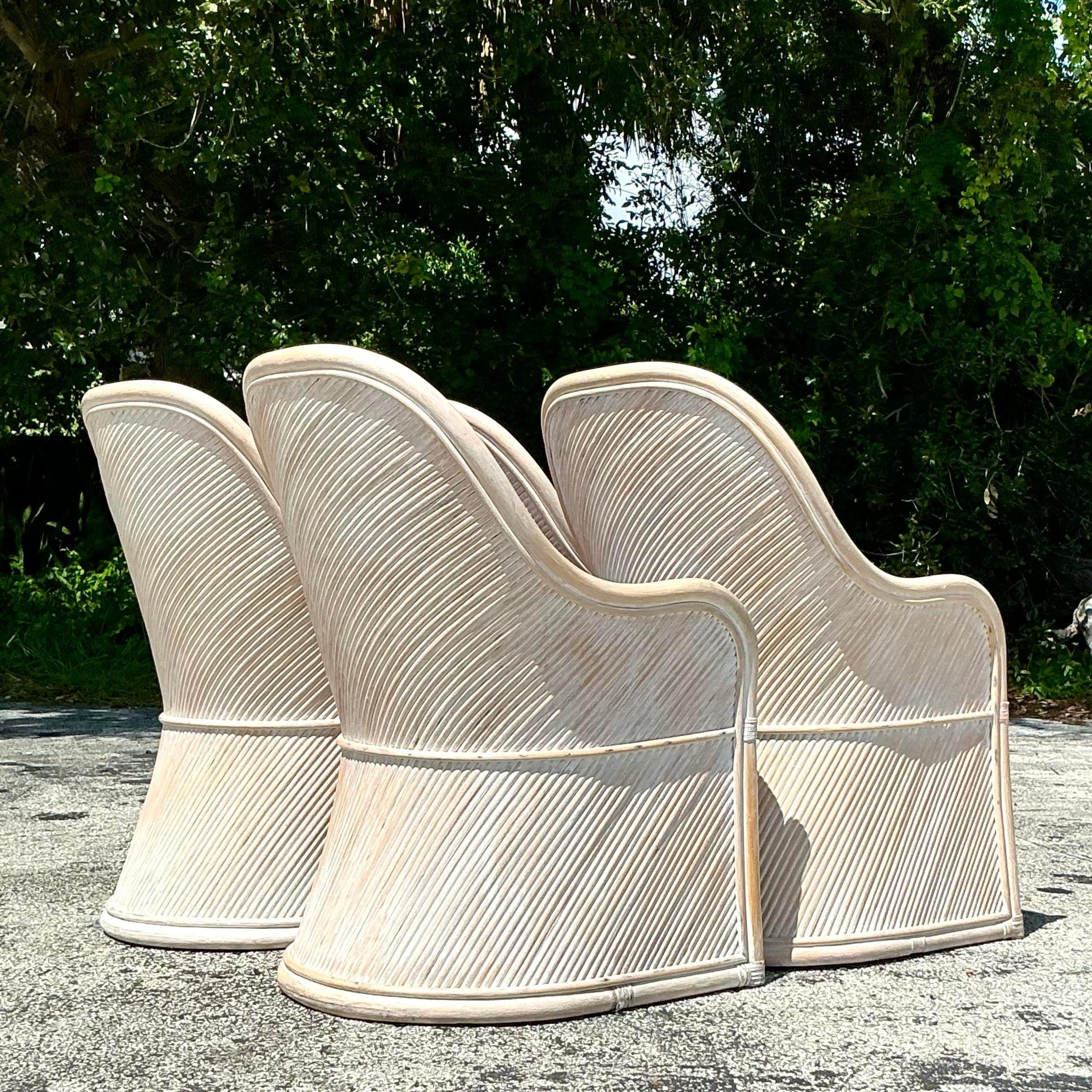 Tappezzeria Sedie in rattan vintage A Link Pretzel della Coastal Henry - Set di 4 in vendita