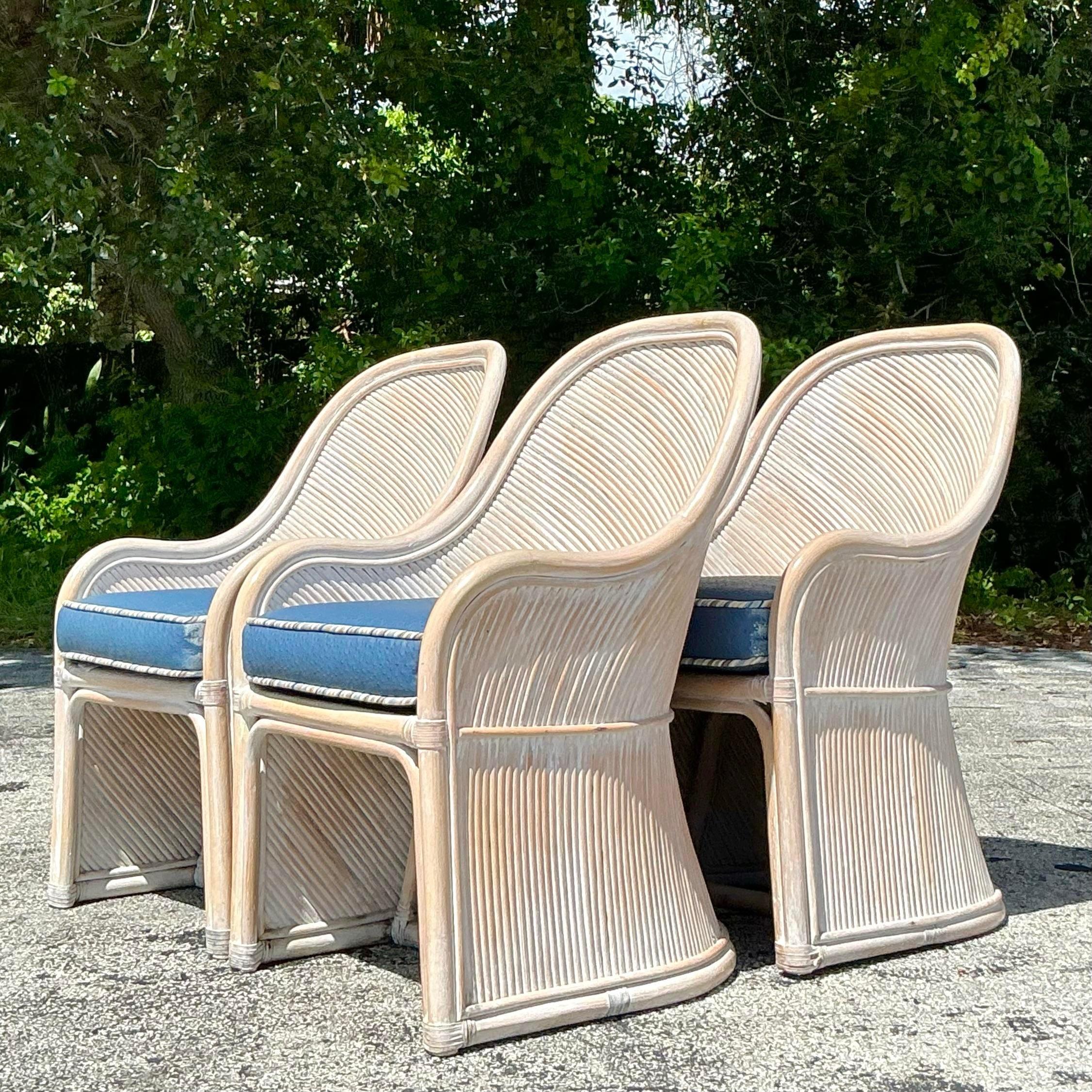 Sedie in rattan vintage A Link Pretzel della Coastal Henry - Set di 4 in vendita 1