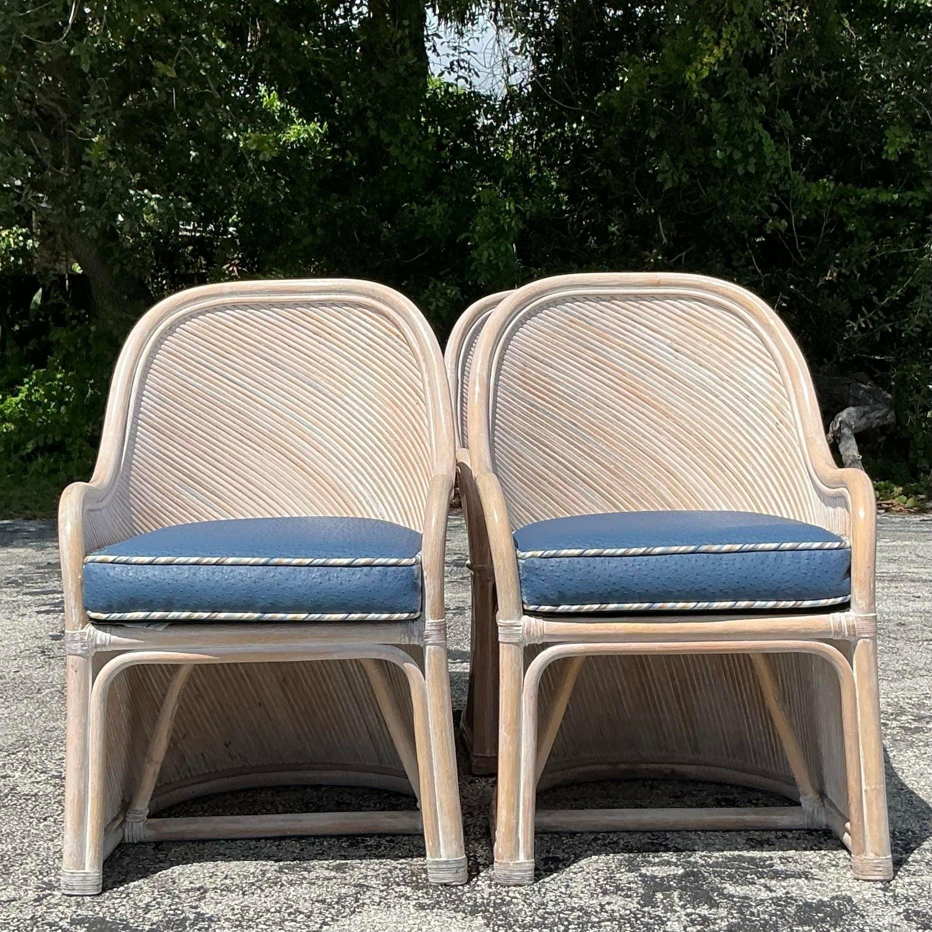 Sedie in rattan vintage A Link Pretzel della Coastal Henry - Set di 4 in vendita 2