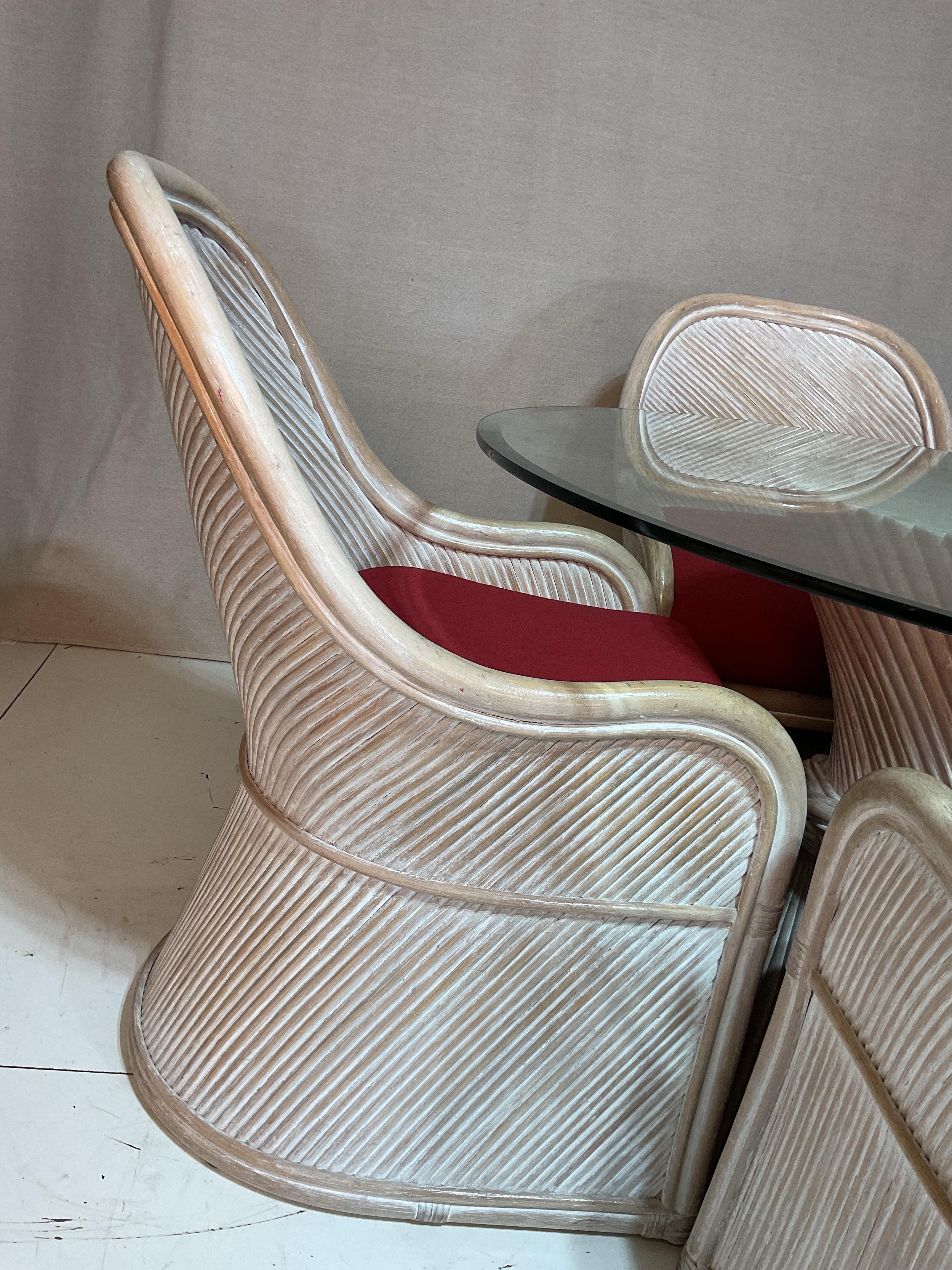 Ensemble de salle à manger vintage Coastal Henry Wick en roseau et osier Bon état - En vente à Augusta, GA