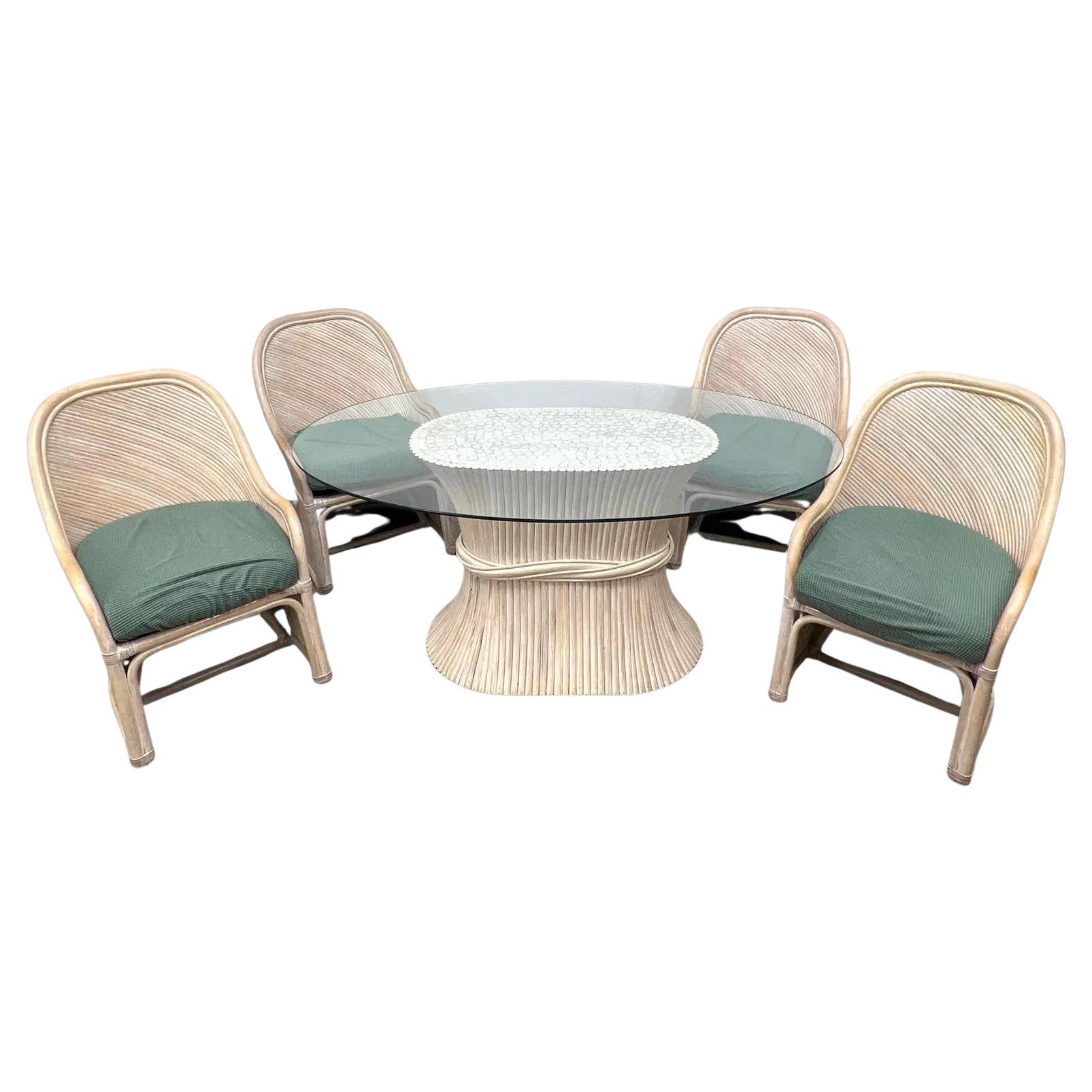 Ensemble de salle à manger vintage Coastal Henry Wick en roseau et osier en vente