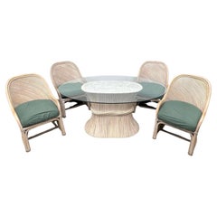 Vintage Coastal Henry Wick Bleistift Schilf und Korbweide Esszimmer-Set