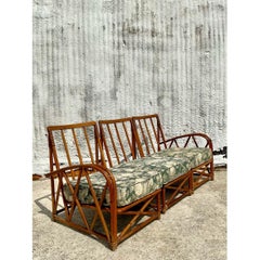 Vintage Coastal Heywood Wakefield Bent Rattan Sofa
