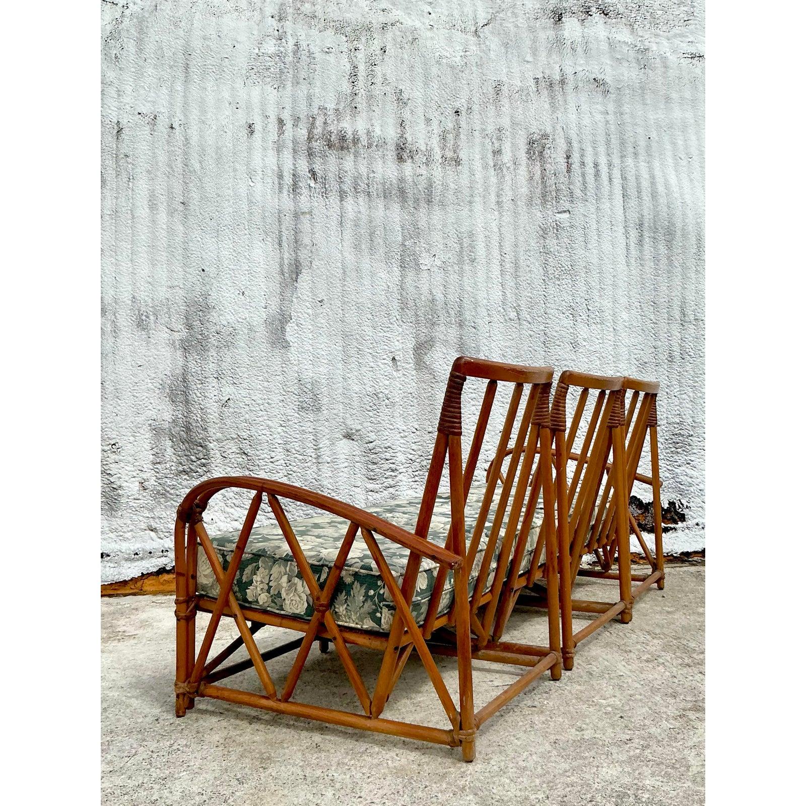 Gebogenes Heywood Wakefield Rattan-Sofa im Küstenstil (20. Jahrhundert) im Angebot