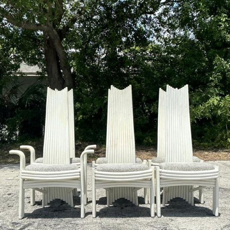 Sedie da pranzo in rattan con schienale alto Vintage By - Set di 6 In condizioni buone in vendita a west palm beach, FL