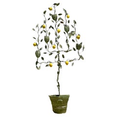 Vintage Coastal Iron Lemon Topiary Tree