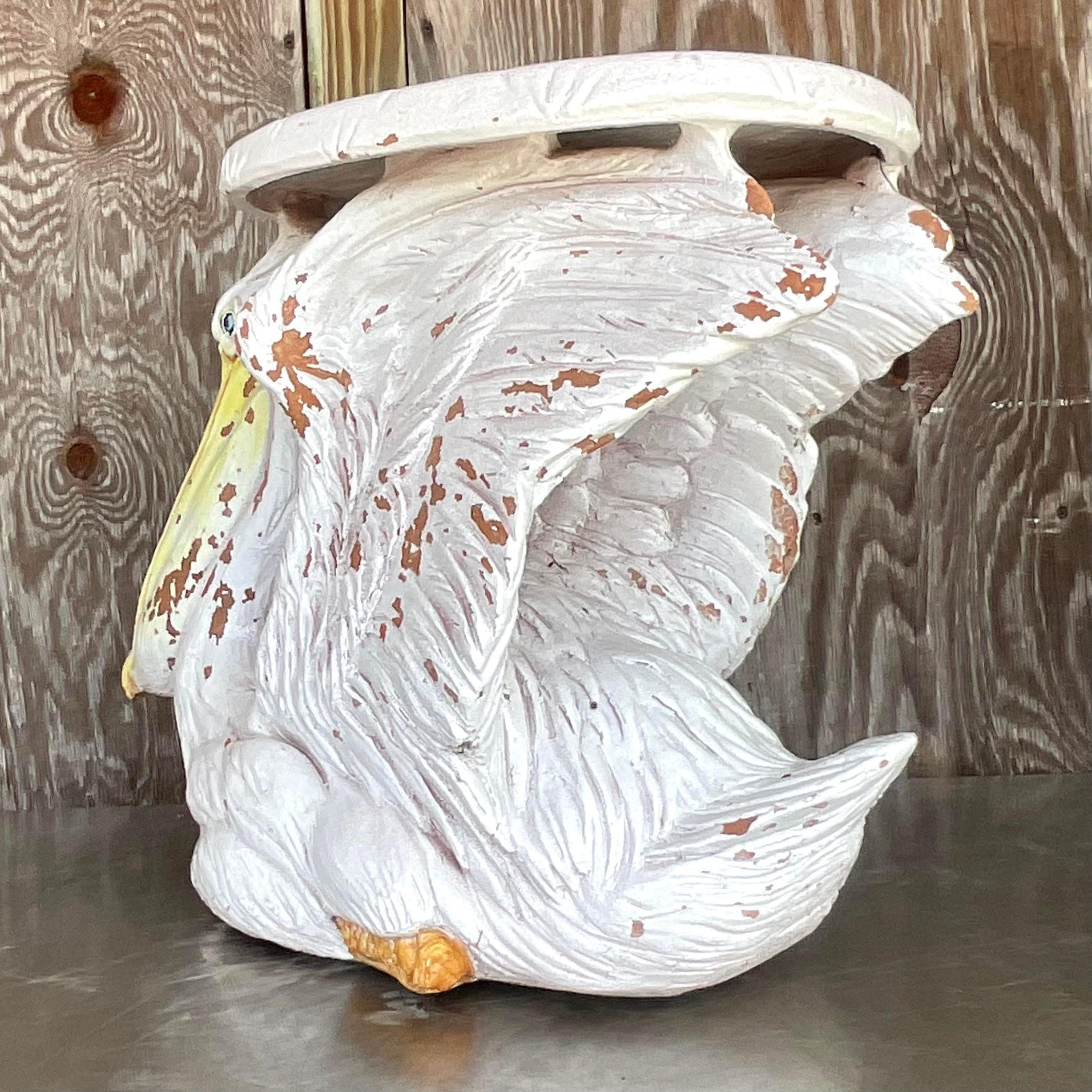 Taburete bajo Pelícano Vintage Coastal Italian Ceramic Cerámico en venta