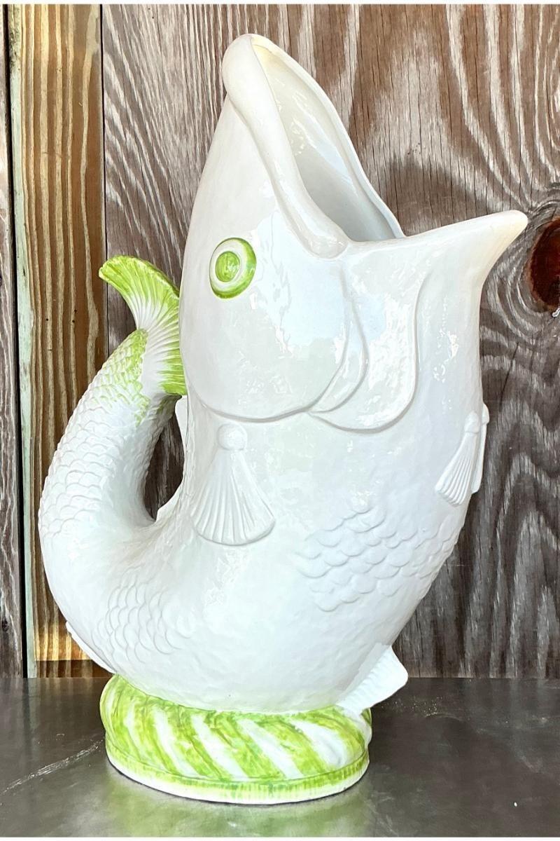 Italienische glasierte Keramik-Fisch-Stehlampe, Coastal, Vintage im Zustand „Gut“ im Angebot in west palm beach, FL