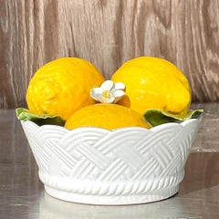 Vintage Coastal Italian Glazed Ceramic Lemon Bowl
