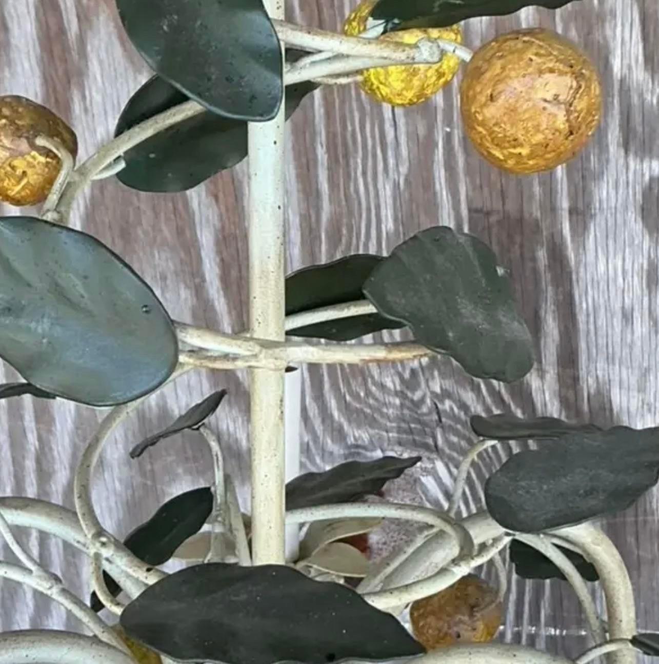 Vintage Coastal Italian Tole Lemon Chandelier 2