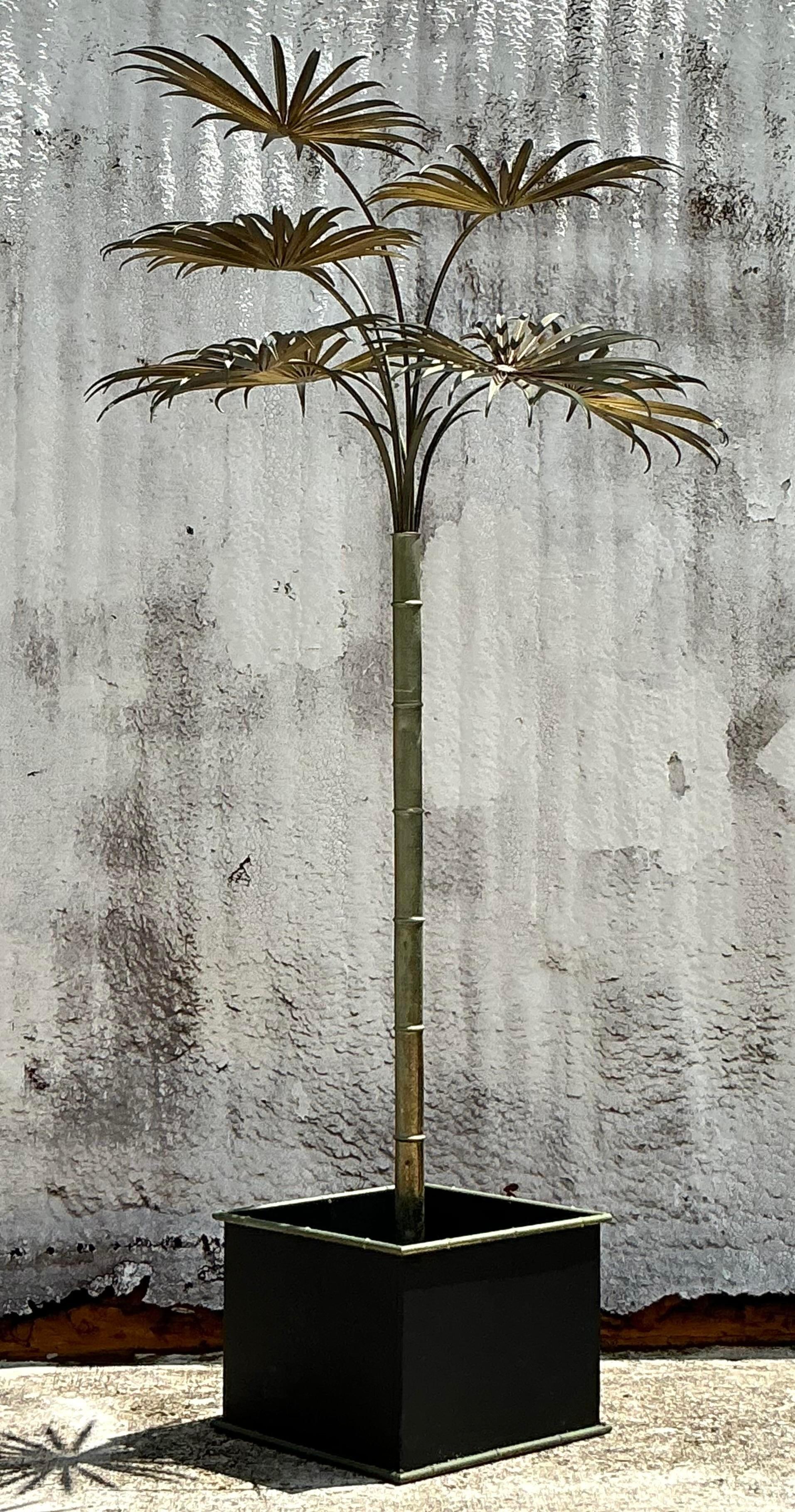 Palmera de metal Tole Vintage Coastal Italian Estadounidense en venta