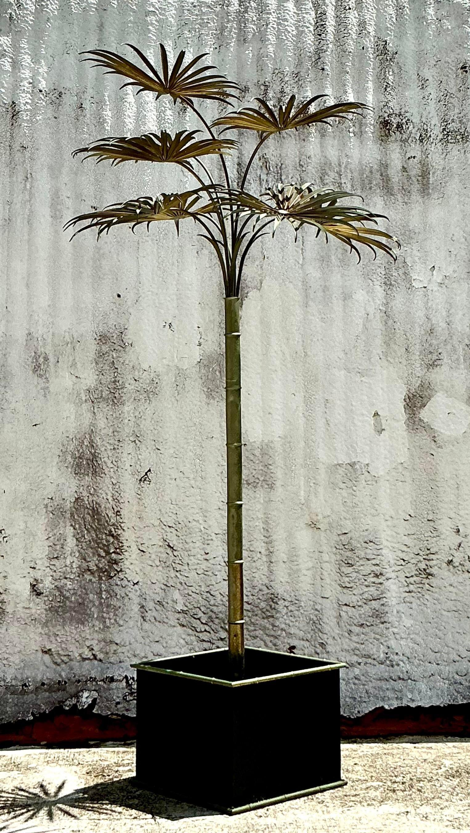 Palmera de metal Tole Vintage Coastal Italian Estaño en venta