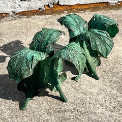Vintage Coastal James Garland Patinated Side Table Pedestals, Pair