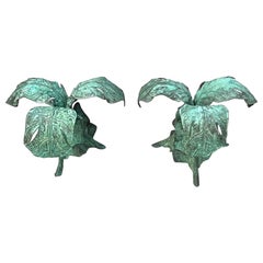 Vintage Coastal James Garland Patinated Side Table Pedestals, Pair