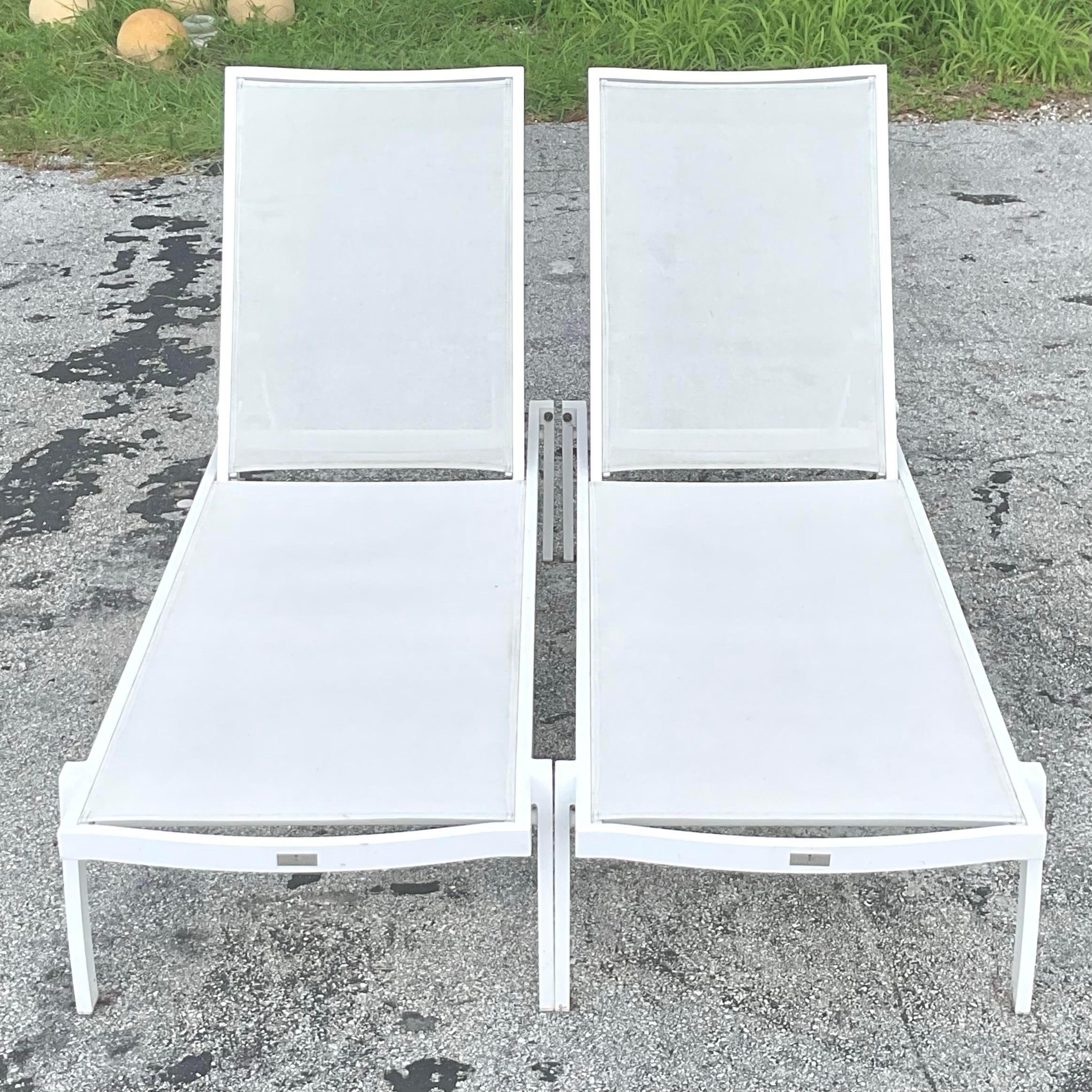 Metallo Chaise Lounges con fronte curvo Janus et Cie vintage - Set di 2