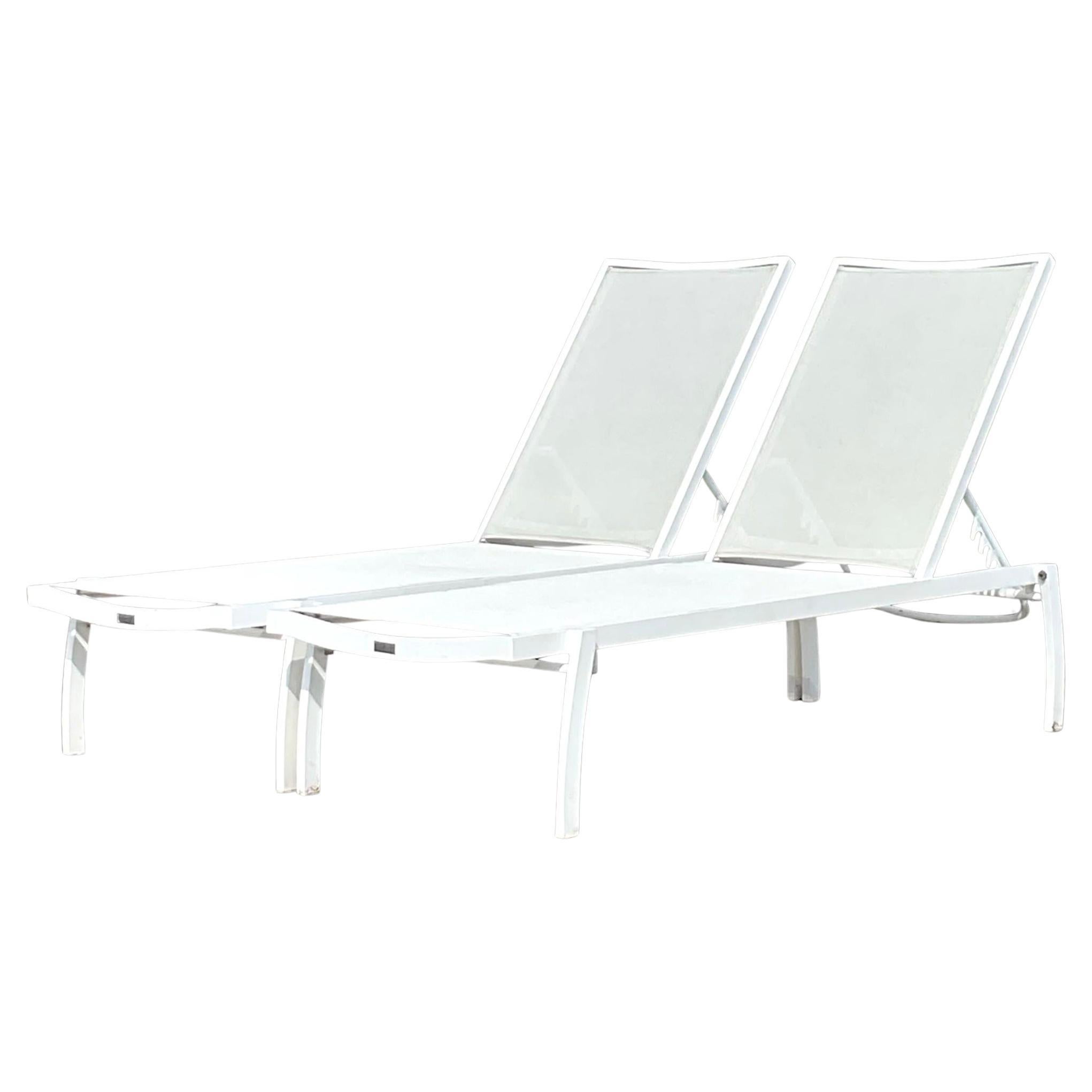 Vintage Coastal Janus Et Cie Curved Front Chaise Lounges - Set of 2