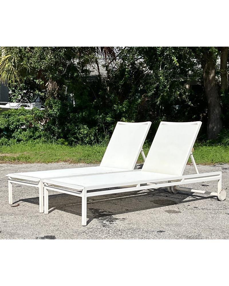 Vintage Coastal Janus Et Cie Flat Bar Mesh Chaise Lounge - Set of 2 1