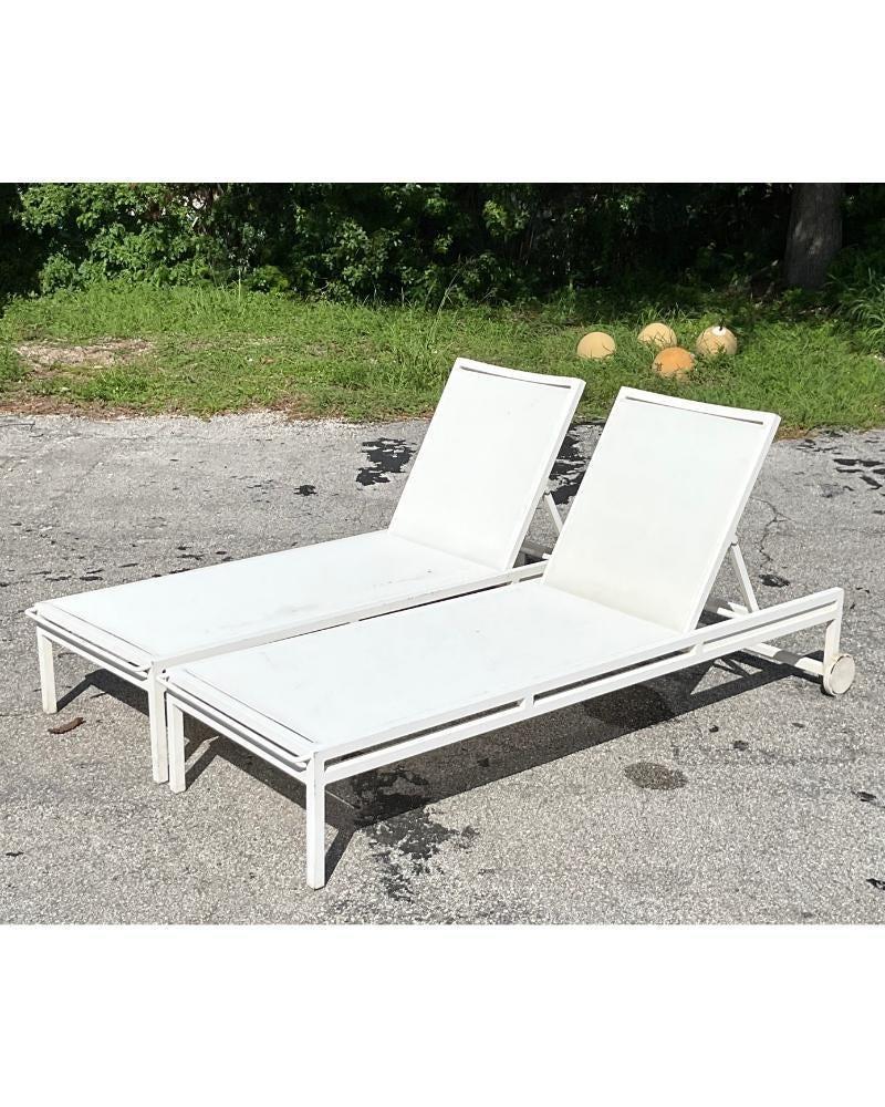 Vintage Coastal Janus Et Cie Flat Bar Mesh Chaise Lounge - Set of 2 2