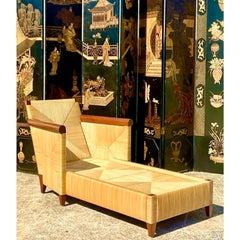 Chaise longue en rotin vintage Coastal John Hutton Merbau Collection pour Donghia