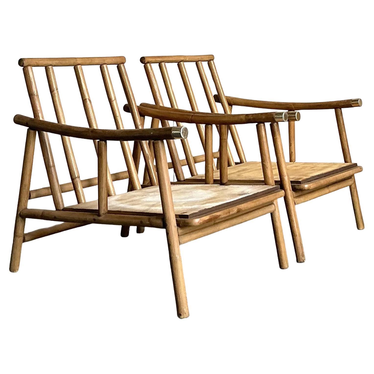 Sedie da salotto costiere d
epoca John Wisner per Ficks Reed - una coppia