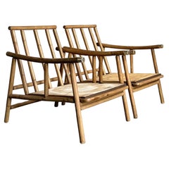 Vintage Coastal John Wisner for Ficks Reed Lounge Chairs - A Pair