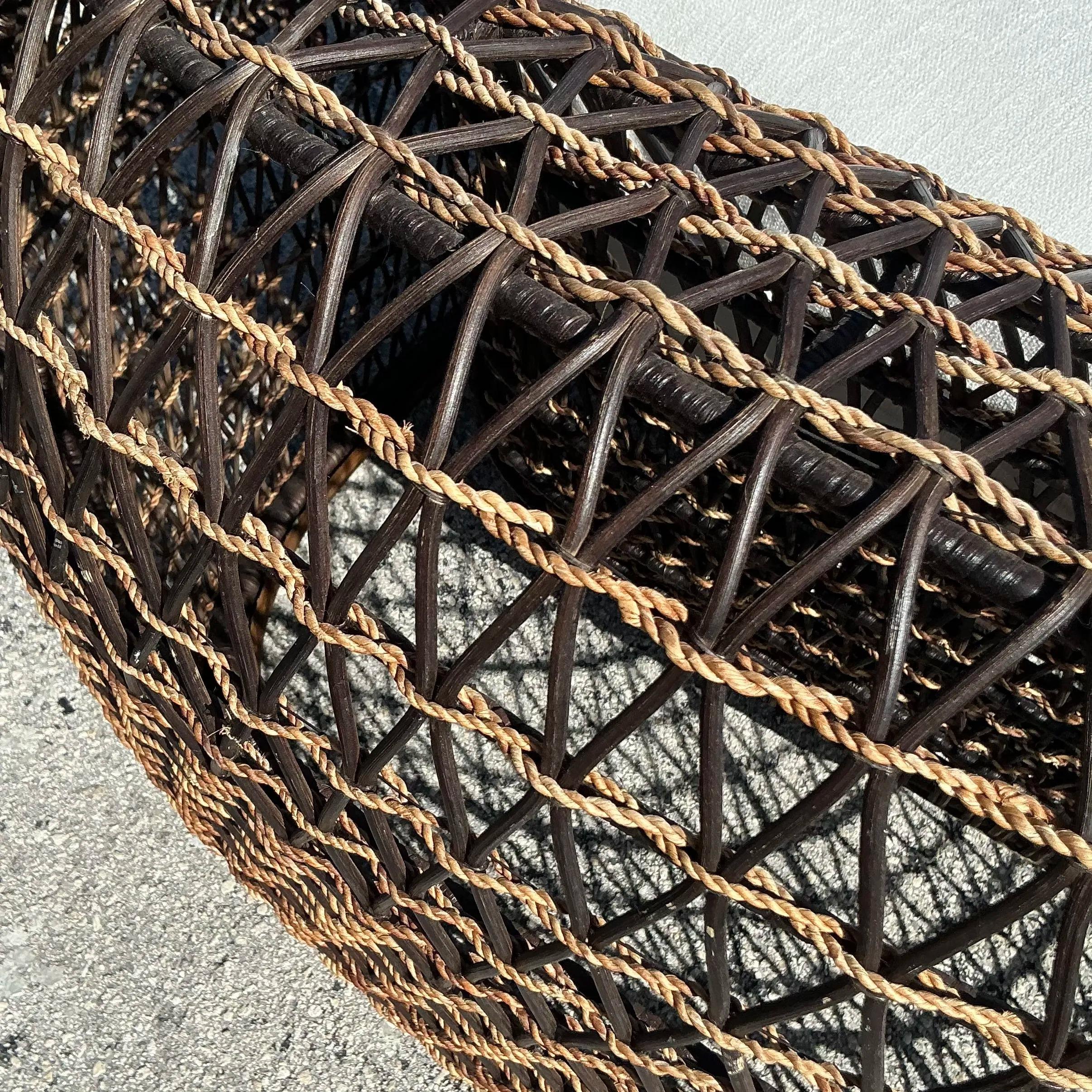 Filippino Ottomana in rattan e iuta intrecciata di Kenneth Cobonpue, vintage e costiera in vendita