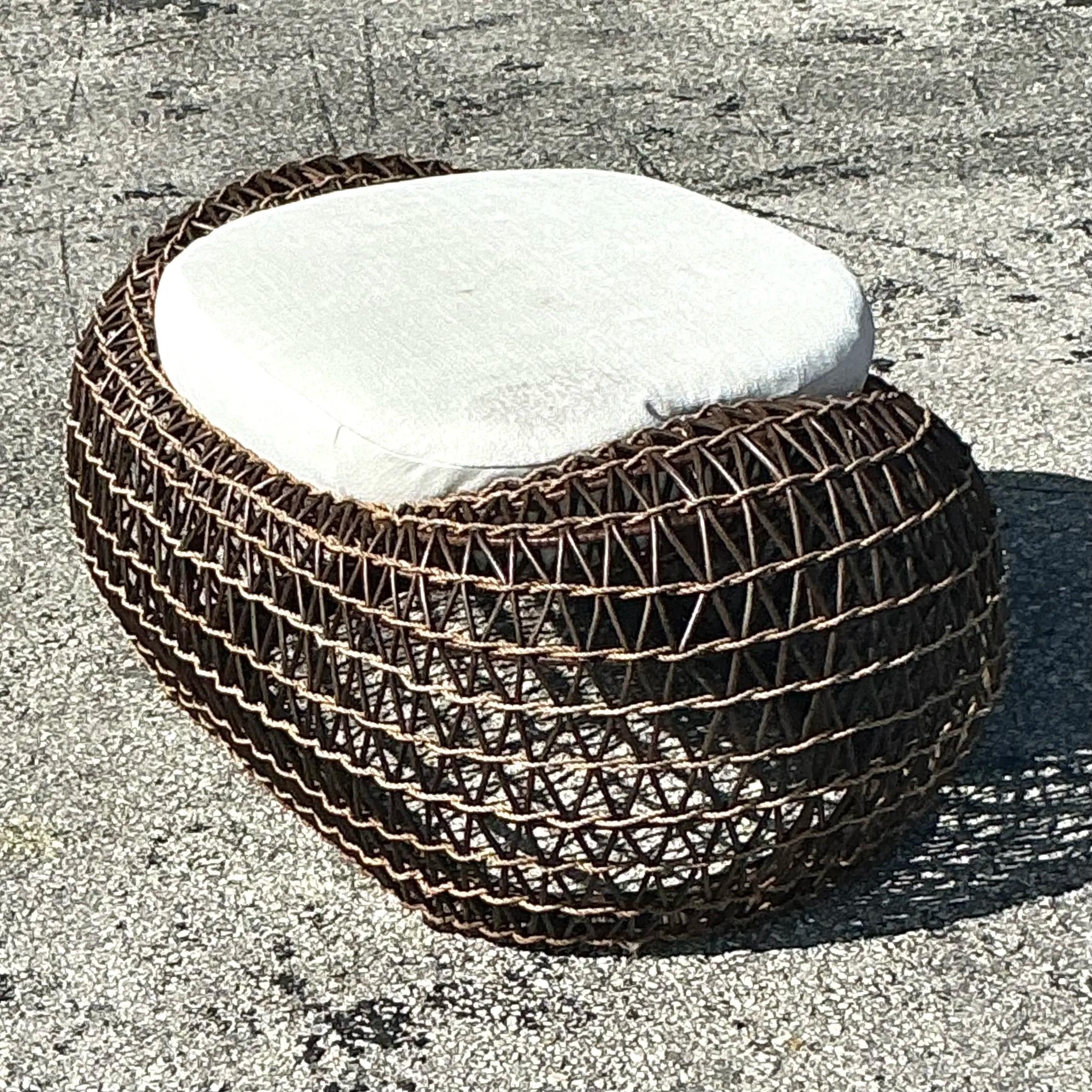 XXI secolo e contemporaneo Ottomana in rattan e iuta intrecciata di Kenneth Cobonpue, vintage e costiera in vendita